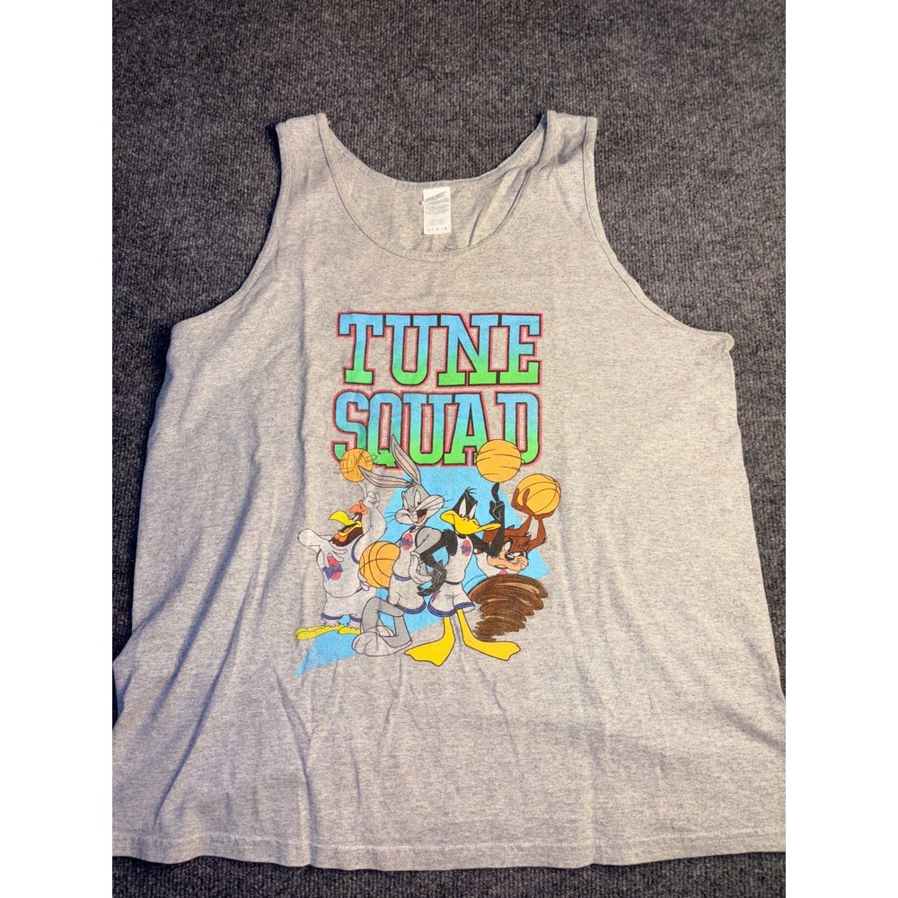 Tank Top Mens Large Gray Tune Squad Regular Fit Sleeveless‎ Round Neck Pullover